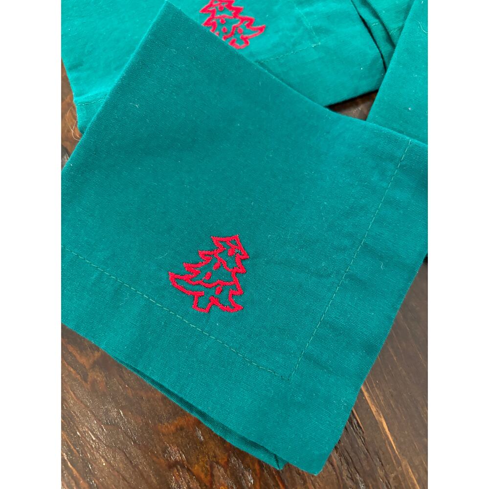 Vintage 1970's Christmas Cotton Cocktail Napkins (4)